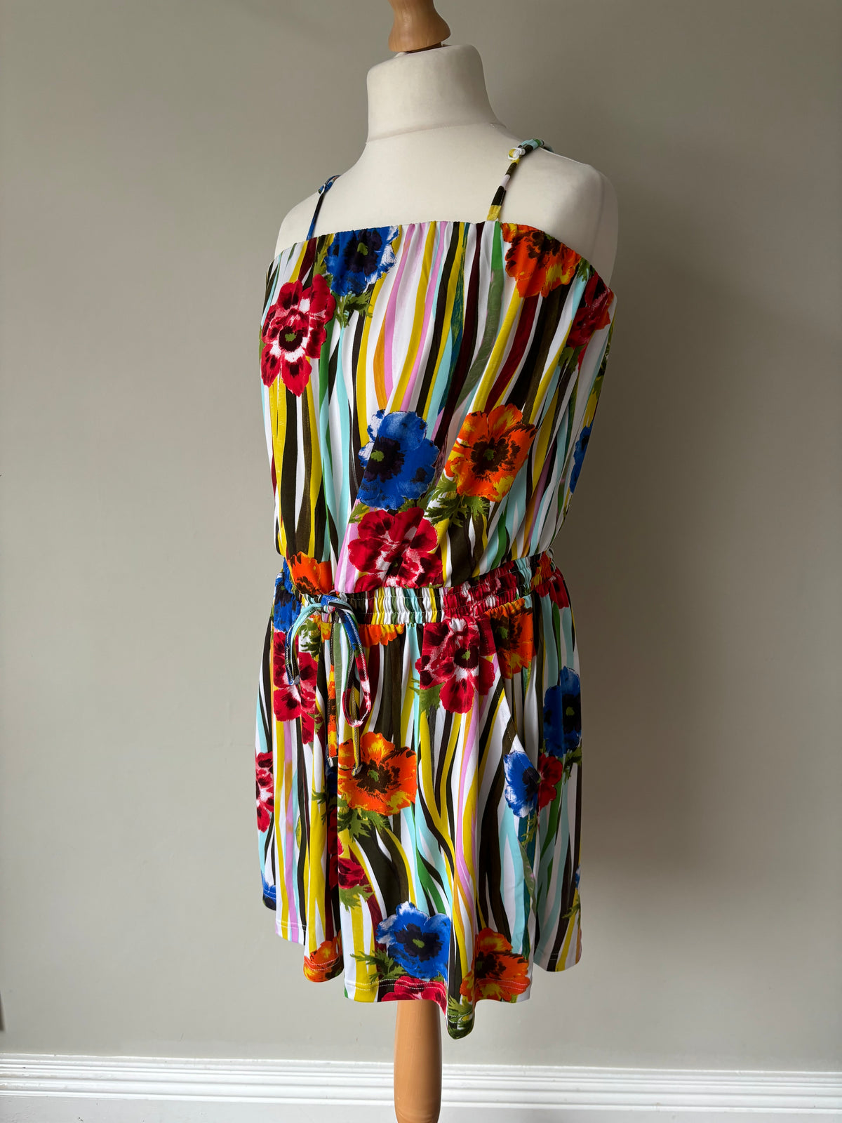 Floral bright coloured playsuit with removable straps Size 22