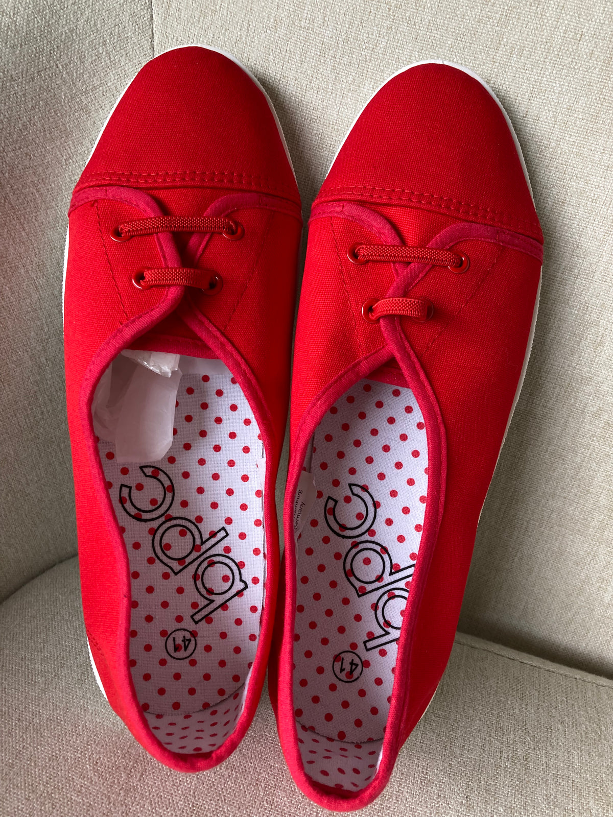Red flat pumps by BPC size 7