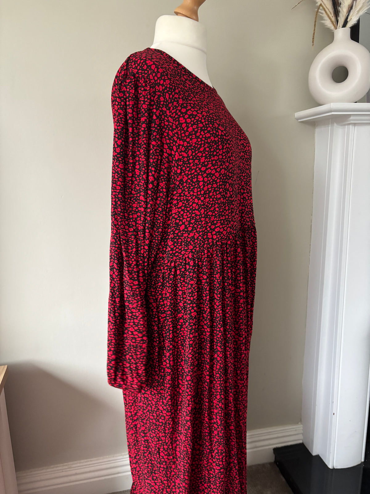 Red Print Tiered Maxi Dress by Freemans size 24