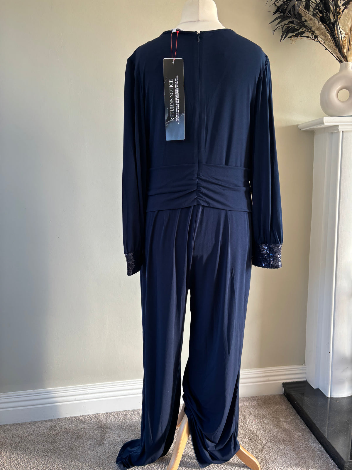 Together Navy Sequin Detail Jumpsuit Size 18