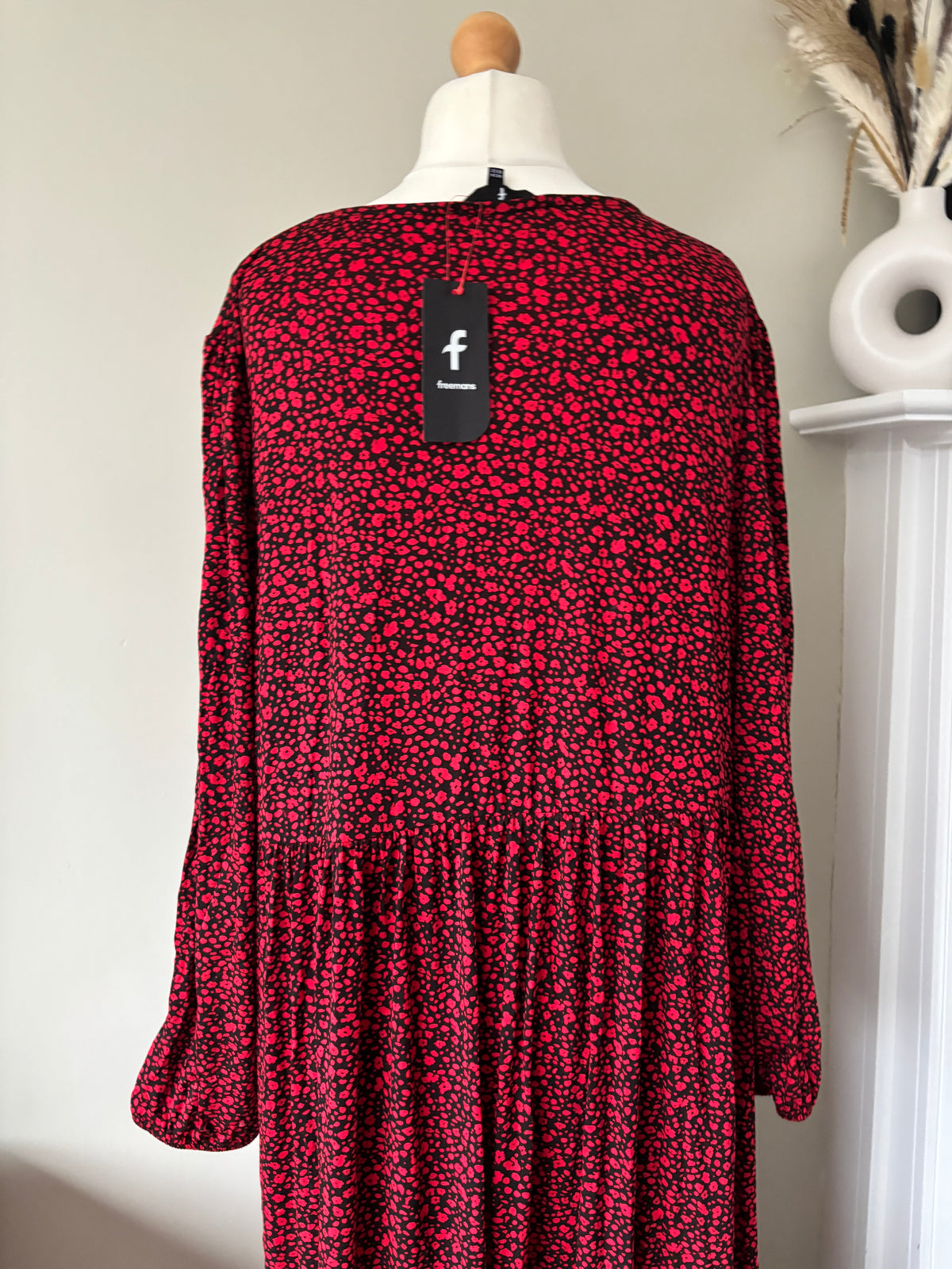 Red Print Tiered Maxi Dress by Freemans size 24