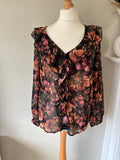 Flounced Chiffon Blouse by Bonprix Size 14