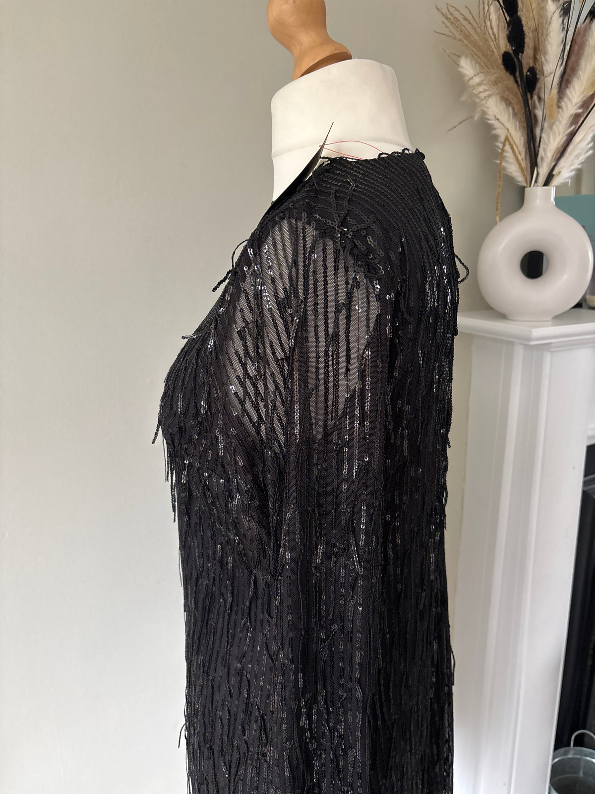 Black Sequin Fringe Dress by Freemans size 14