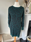 Green and black Animal Print Round Neck Knit Dress Size 10/12 by Freemans