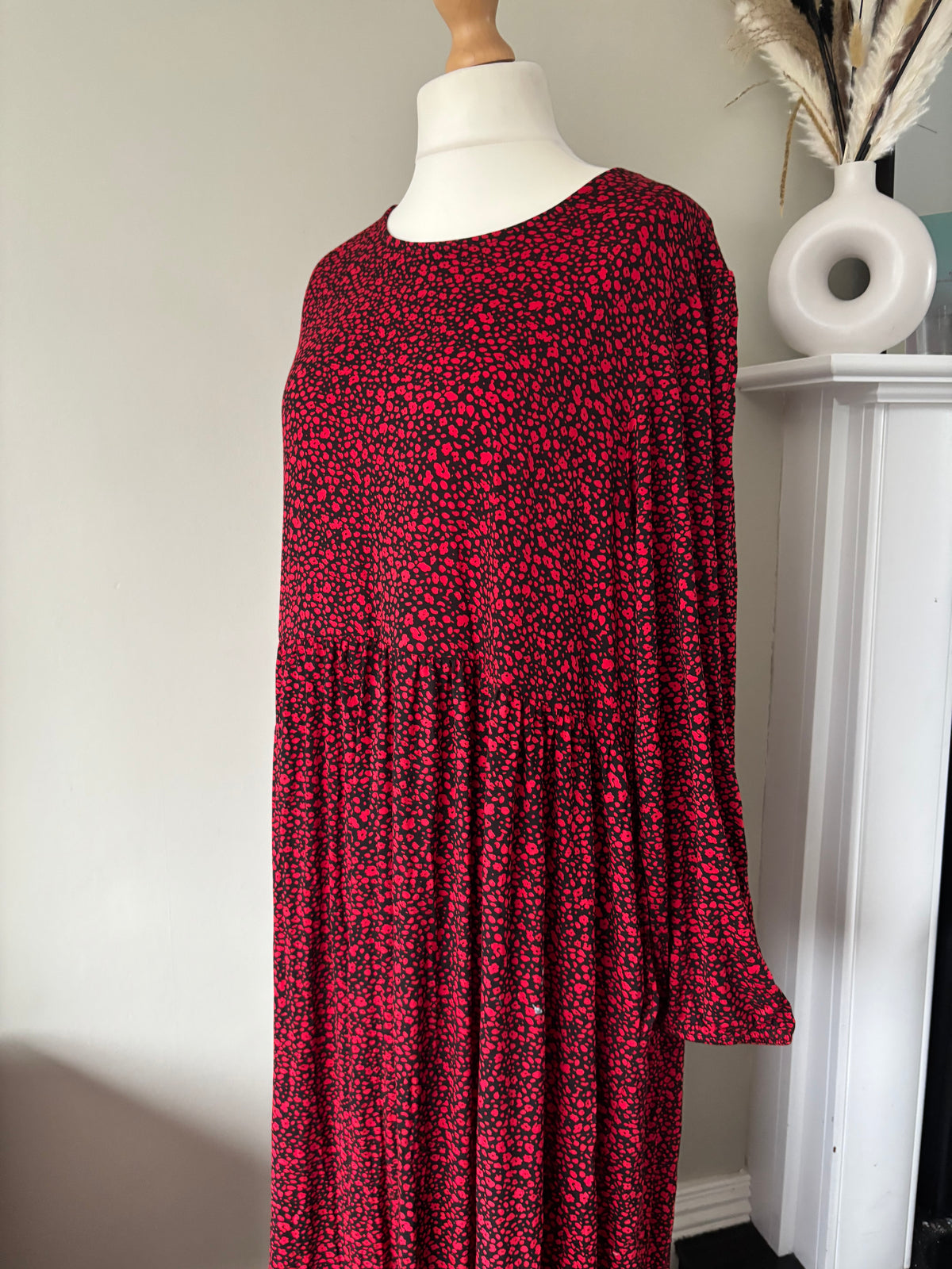 Red Print Tiered Maxi Dress by Freemans size 24