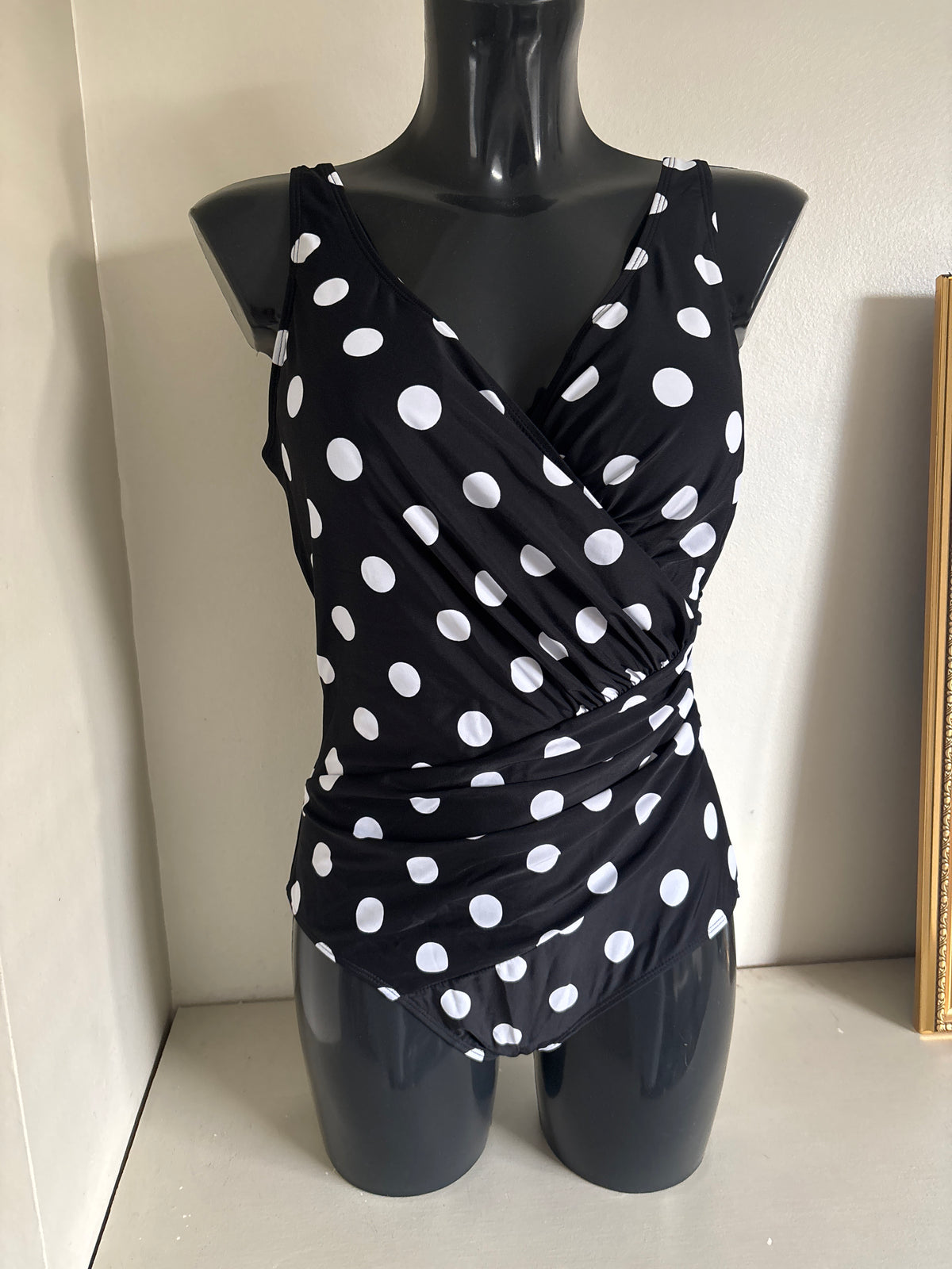 Black and White polka dot Swimsuit by Freemans size 12