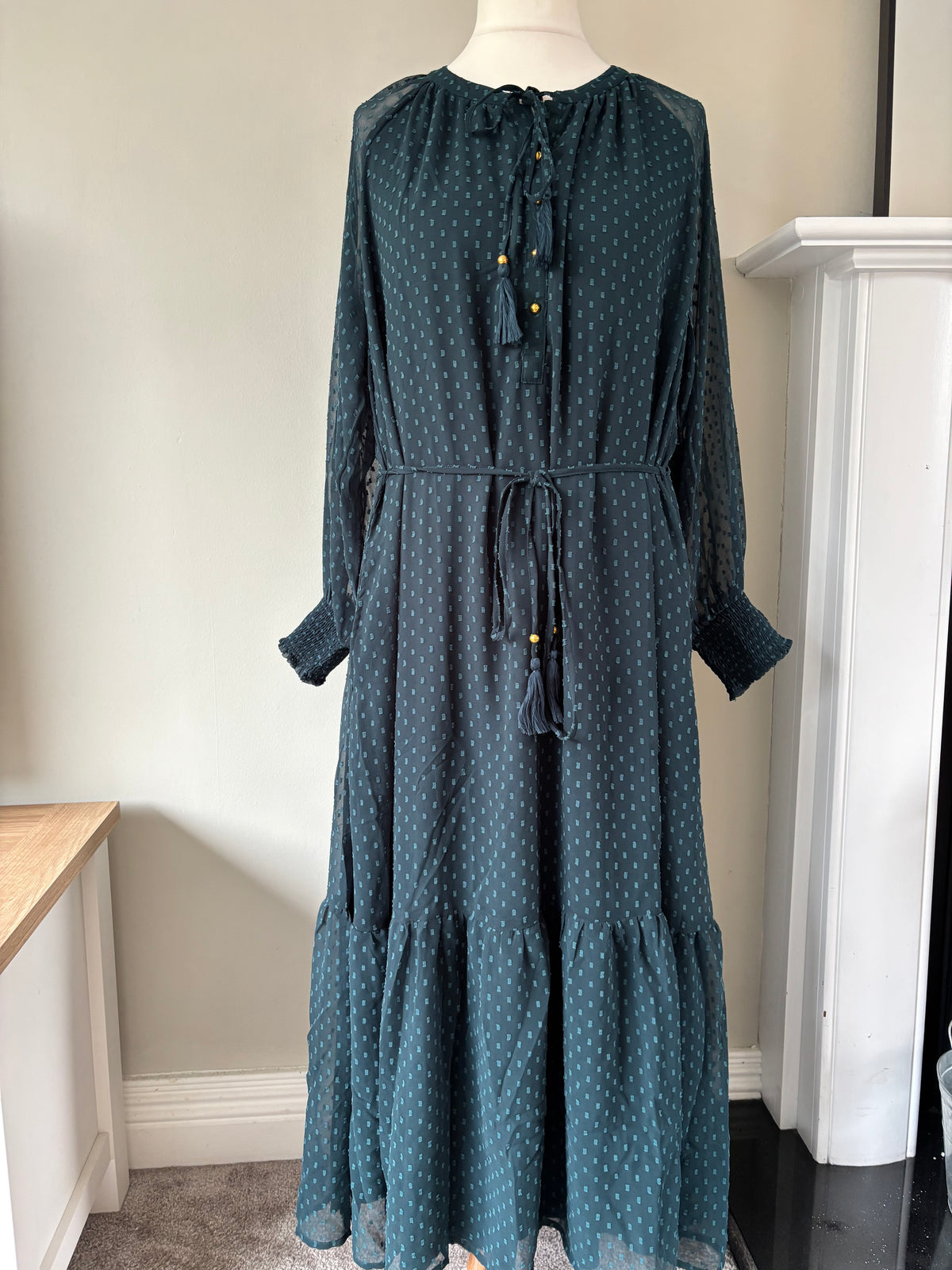 Together Teal Dobby Tiered Maxi Dress Size 20