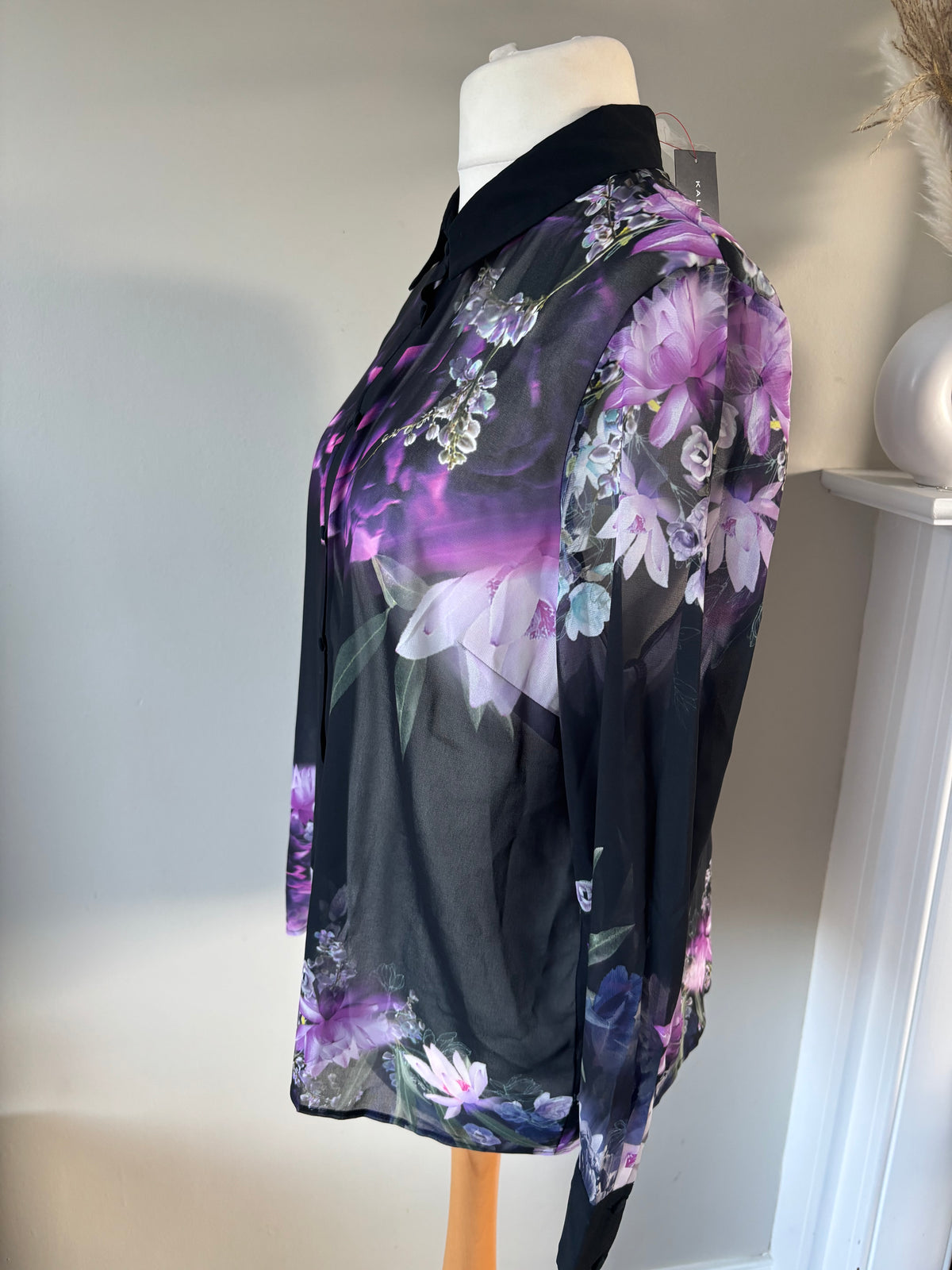 Floral printed purple and black blouse by Kaleidoscope size 18