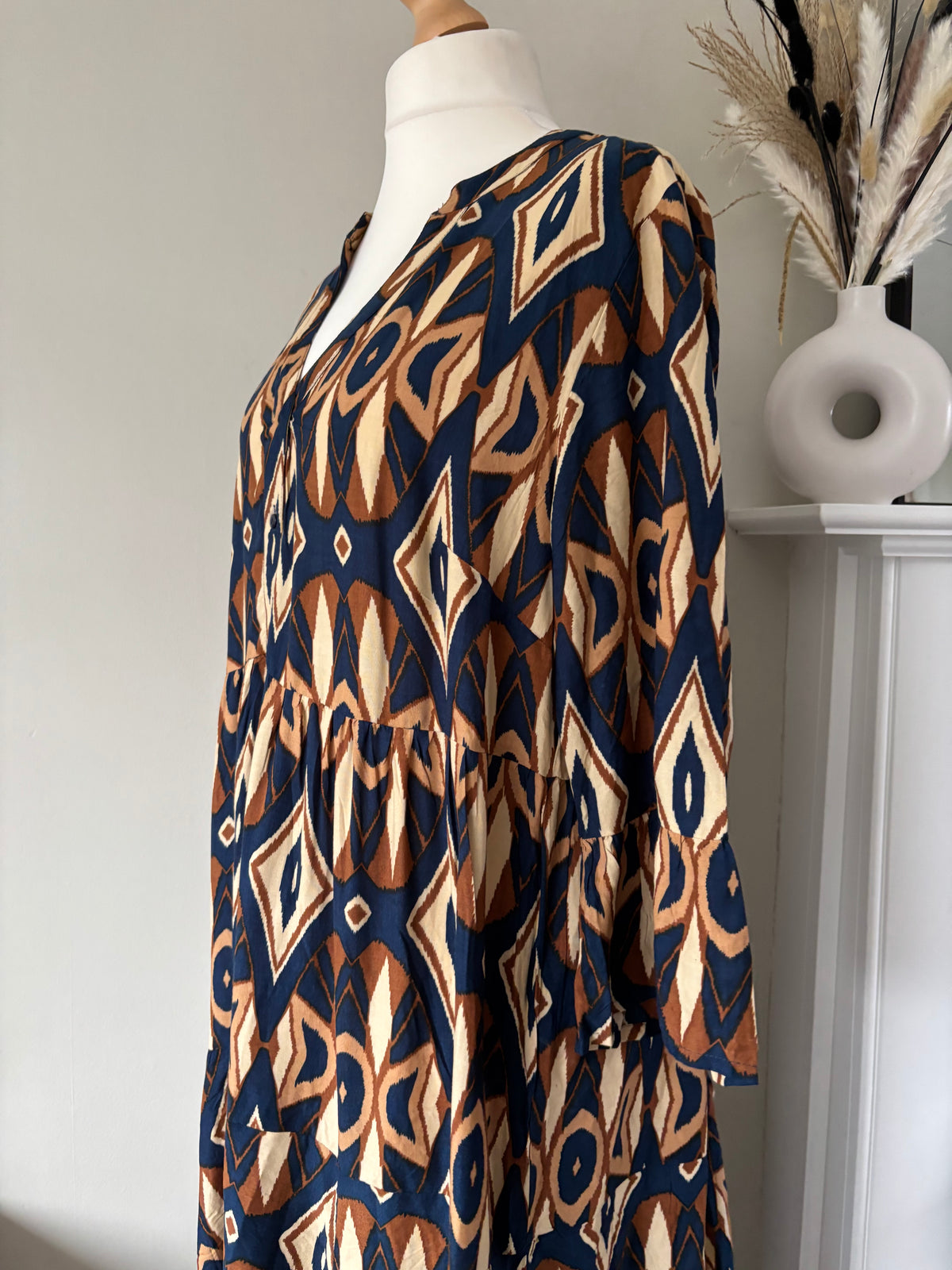 Printed Three-Quarter Length Sleeve Maxi Dress by Aniston Size 20