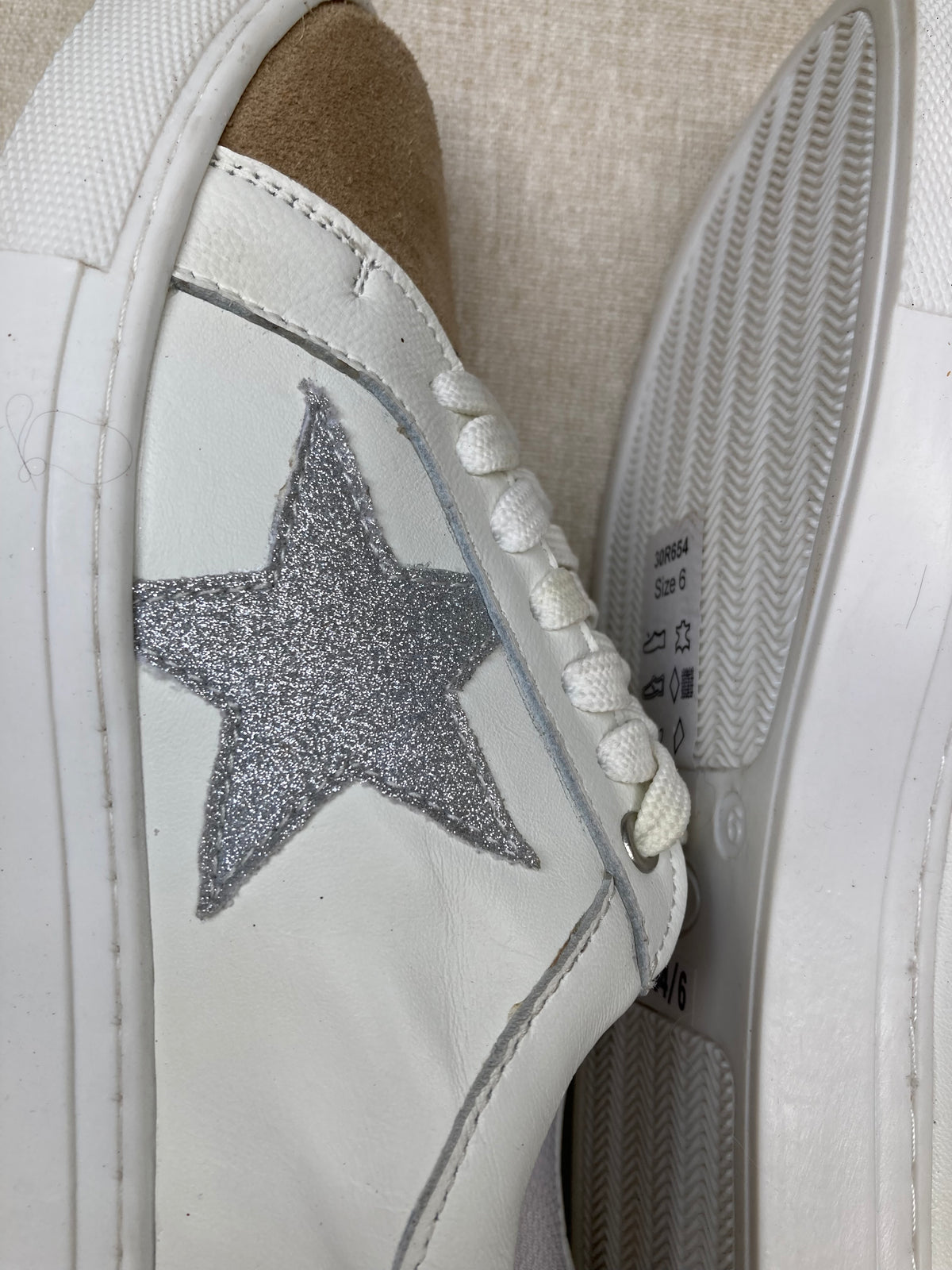 Star white trainers by KALEIDOSCOPE- Size 6
