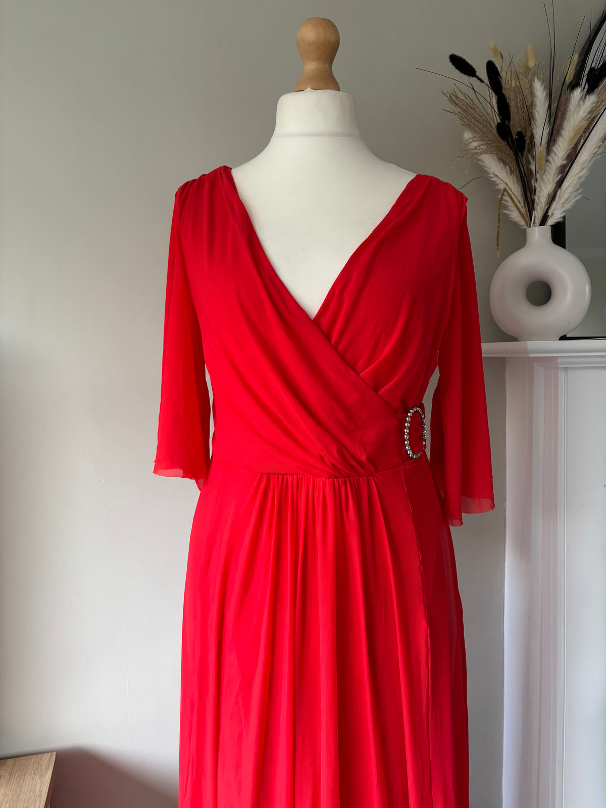 Red Mesh Maxi Dress By Kaledsicope size 14