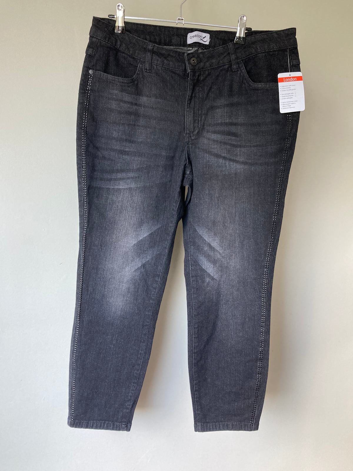 Black jewel detail jeans by CREATION L - Size 16