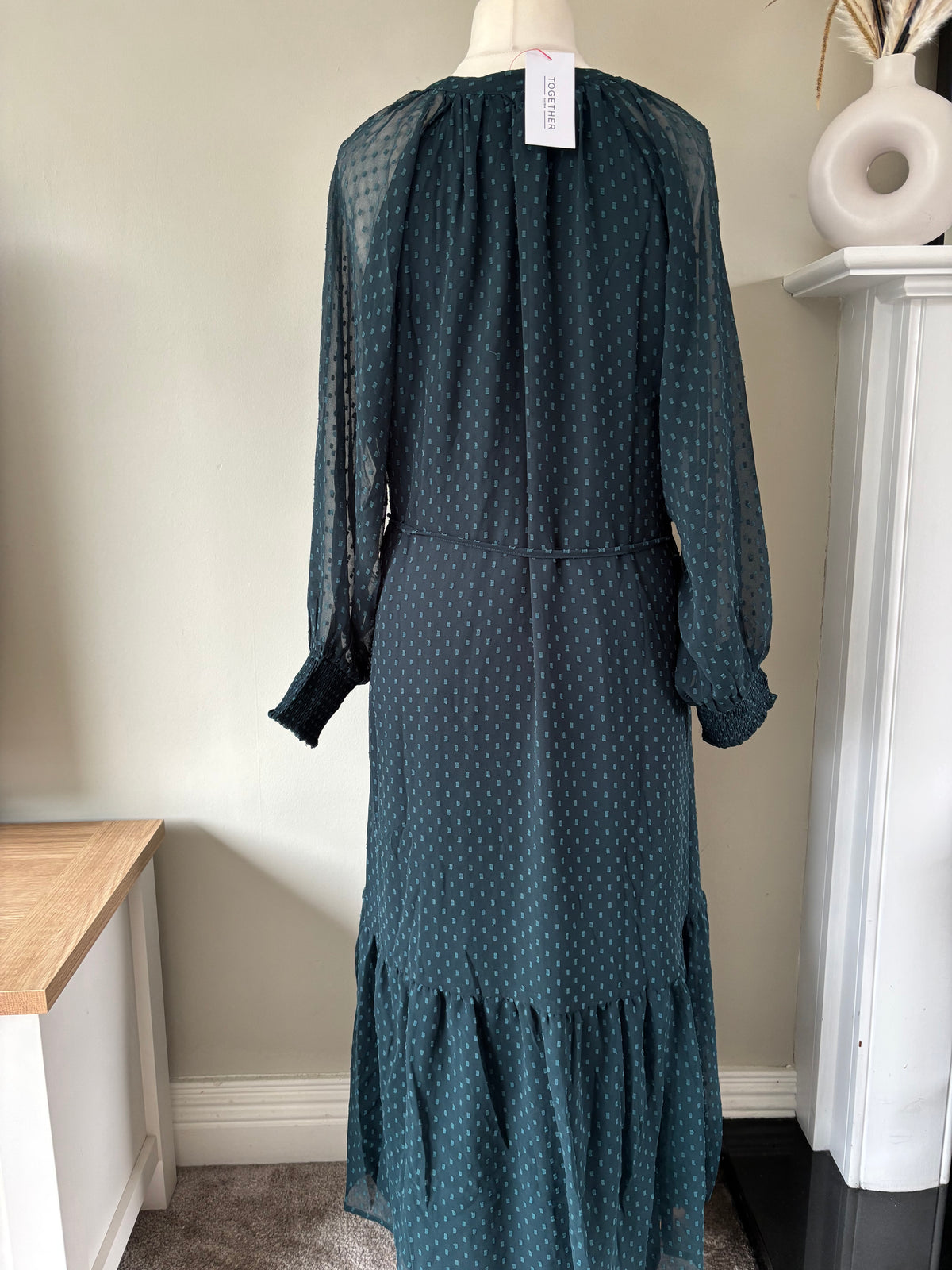 Together Teal Dobby Tiered Maxi Dress Size 20