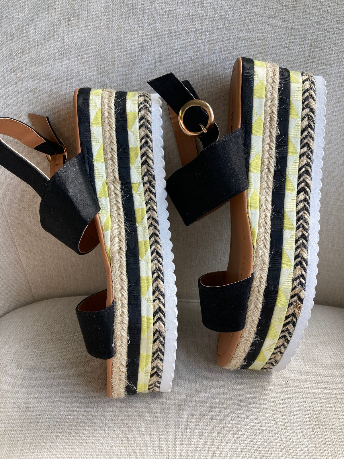 Black detail platform sandals by Bonprix - Size 6