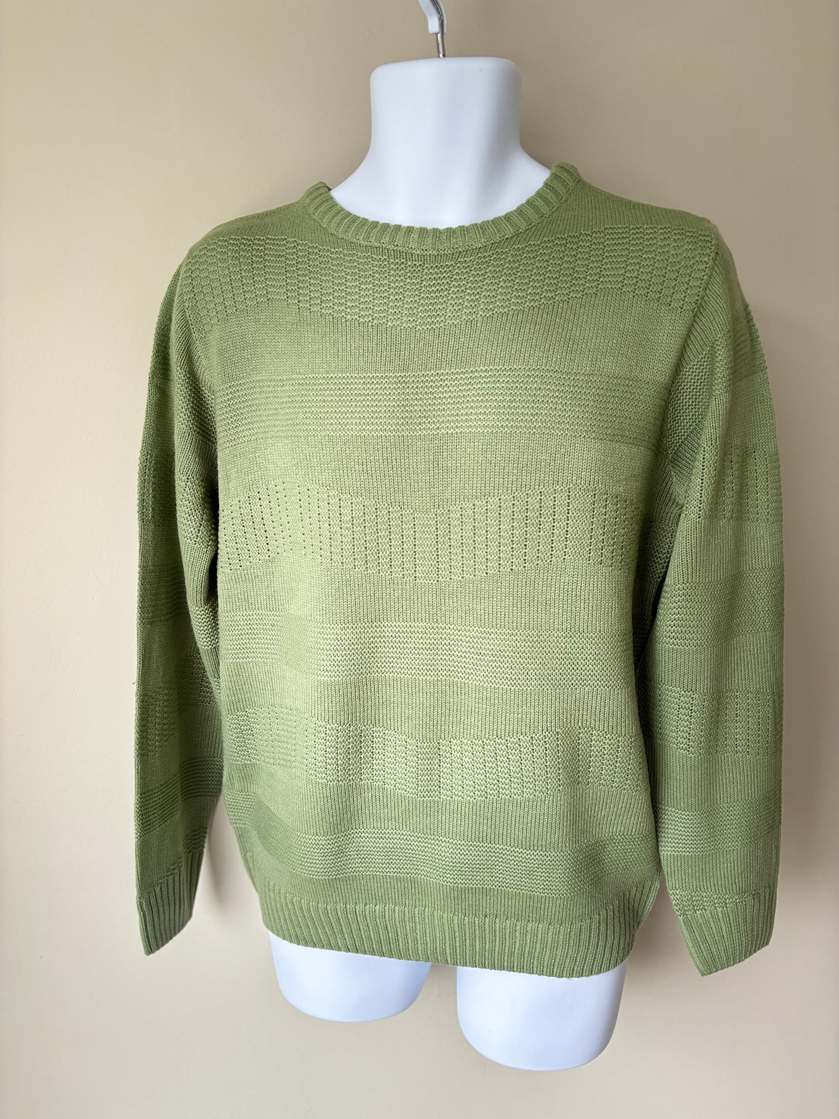 Wave knit jumper in green by Le- Breve Size M Men’s