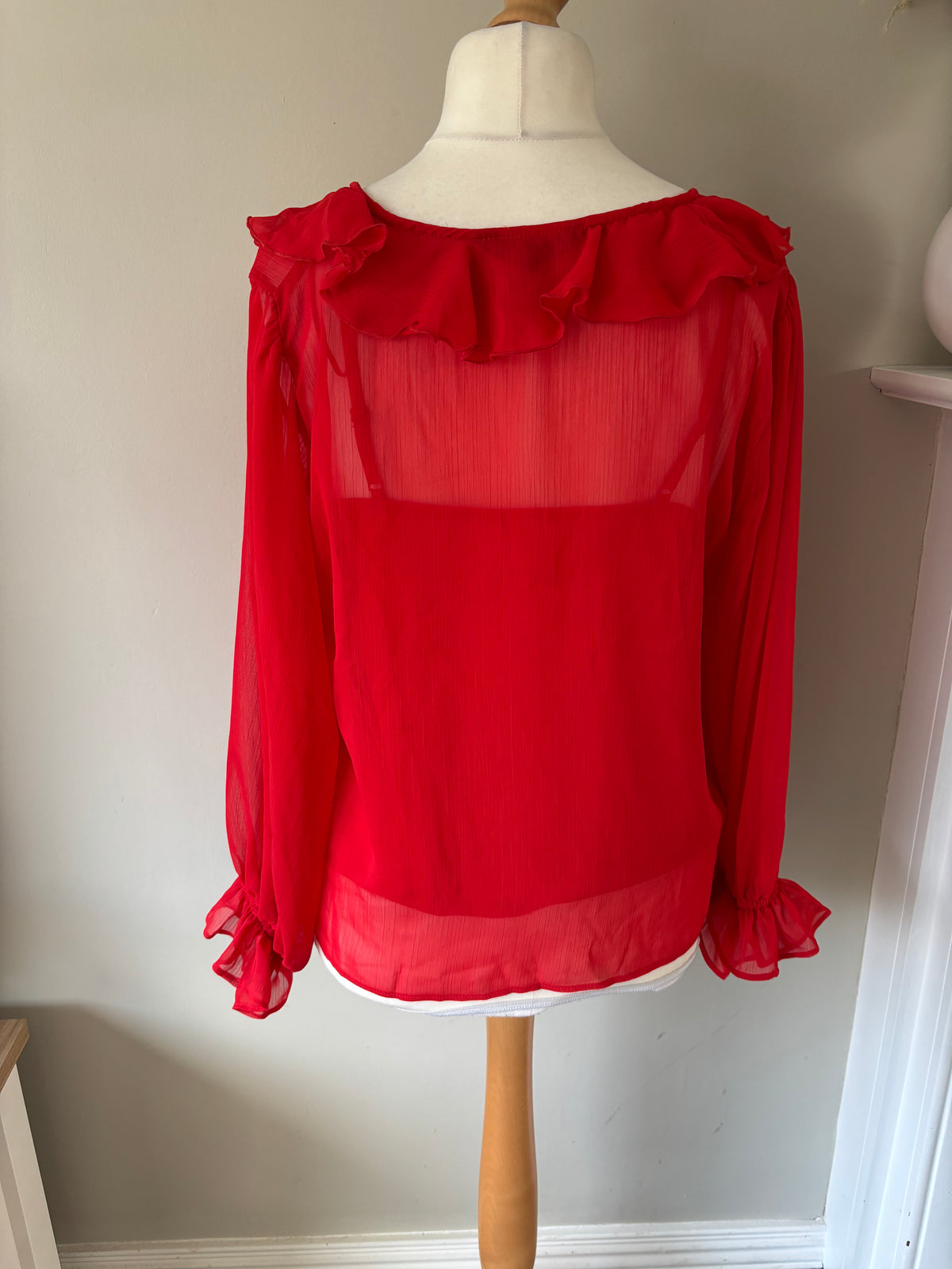 Two piece red ruffle blouse by Kaleidoscope size 14