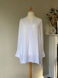 Long White  blouse with extra-long cuffs by ANISTON- Size 14