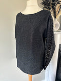 Metallic Lace Sleeve Knit Pullover by Isabel London Size 10