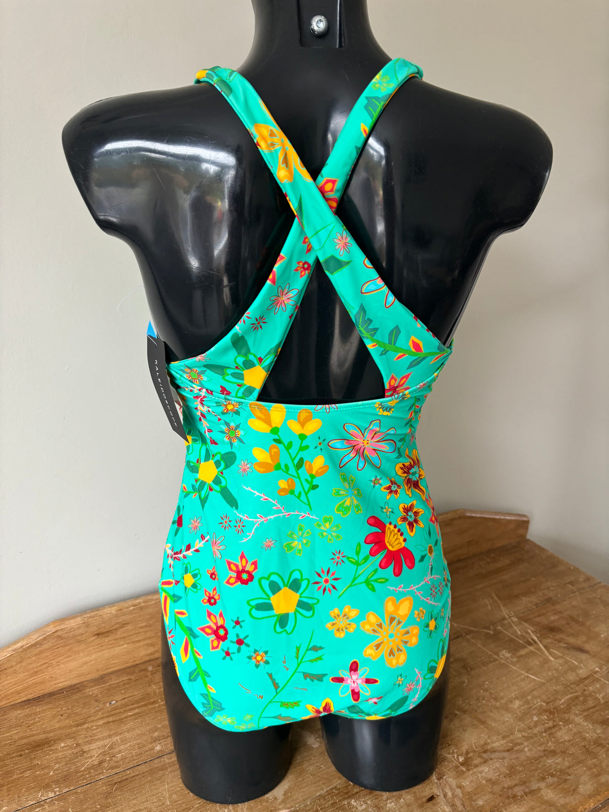 Teal All Over Print Swimsuit with Tummy Control by Kaleidoscope Size 12