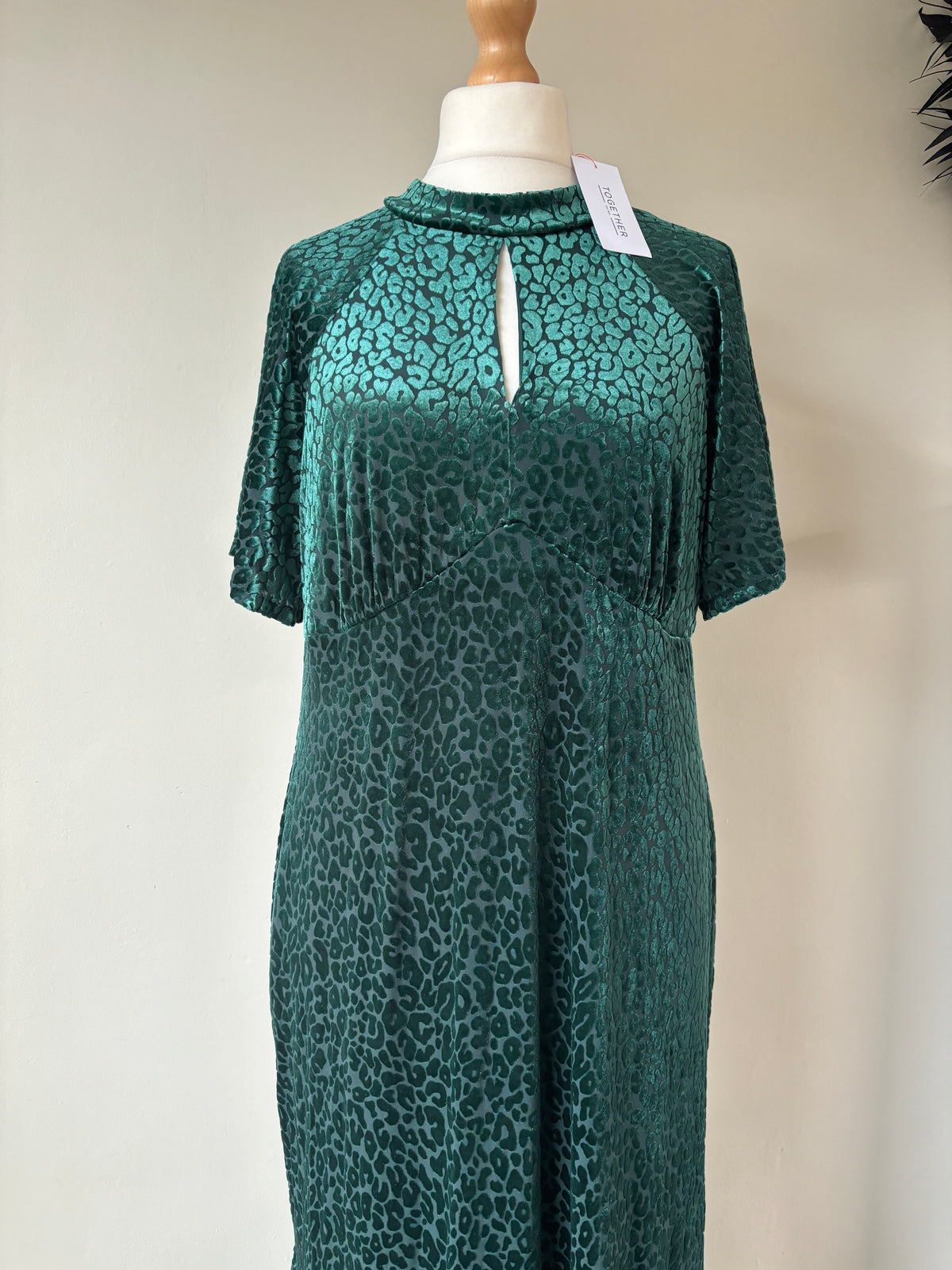 Forest Green Velour Dress By Together Size 18
