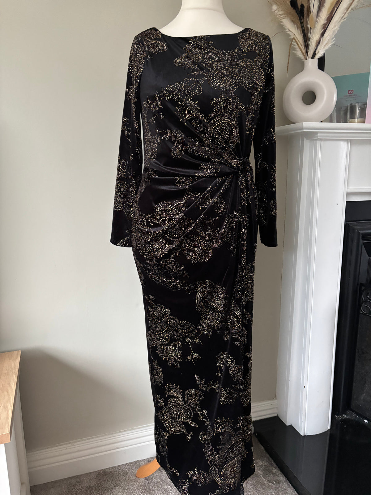 Paisley Printed Velour Maxi Dress by Kaleidoscope size 14