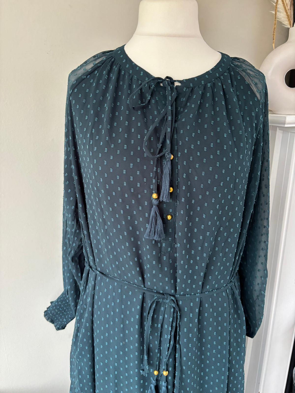 Together Teal Dobby Tiered Maxi Dress Size 20