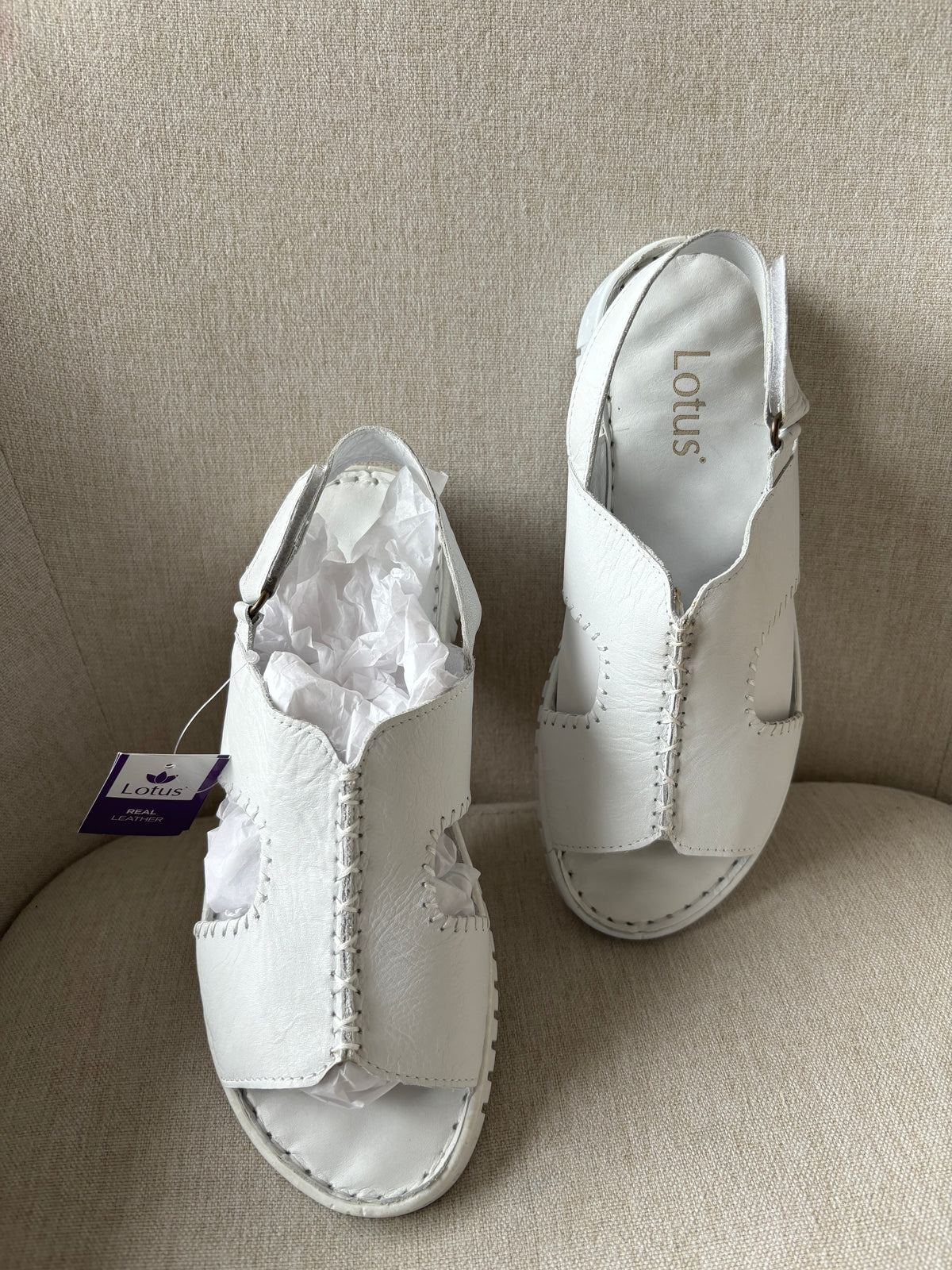 White Leather Astrid Slingback Sandals | Lotus Size 6
