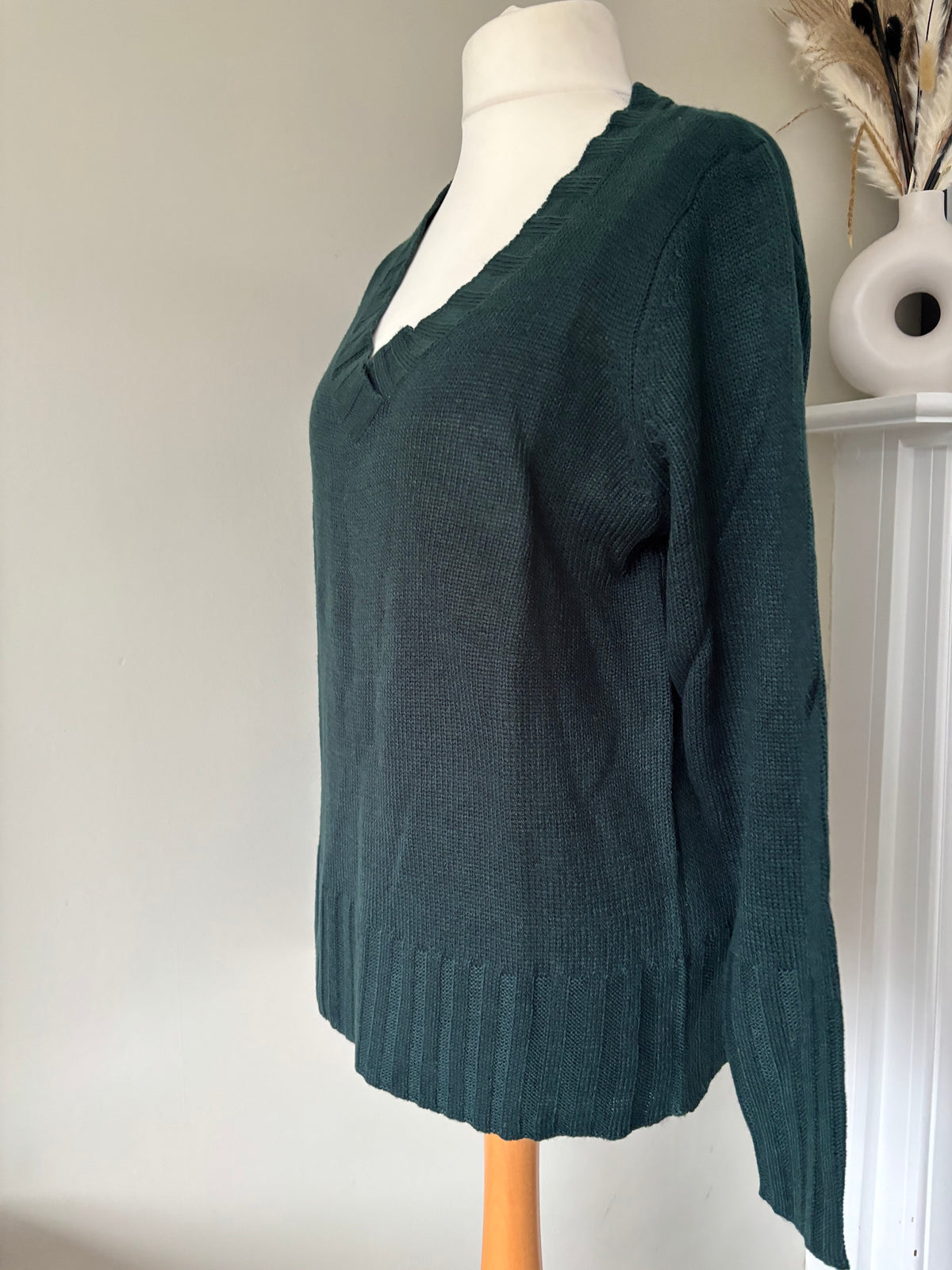 Drak green V-Neck Knit Jumper by Bonprix size 16/18