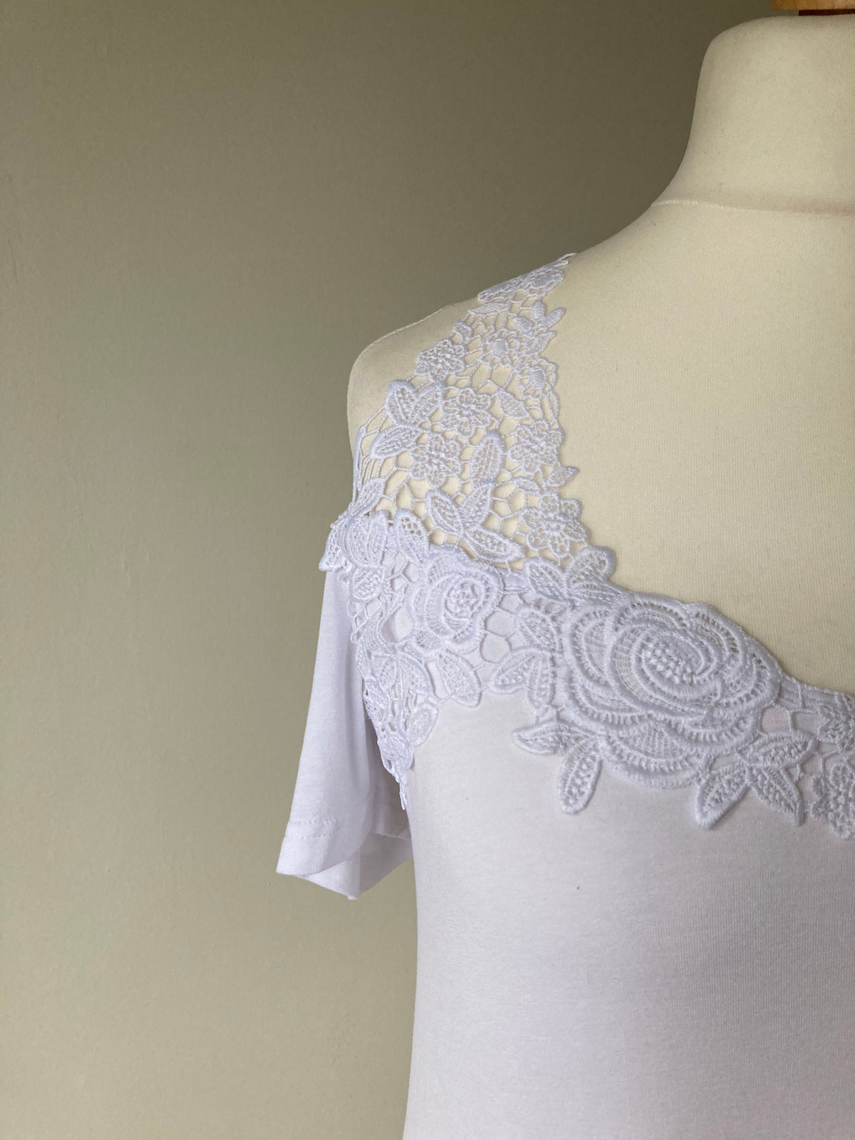 Off shoulder white lace top by BODYFLIRT- Size 14