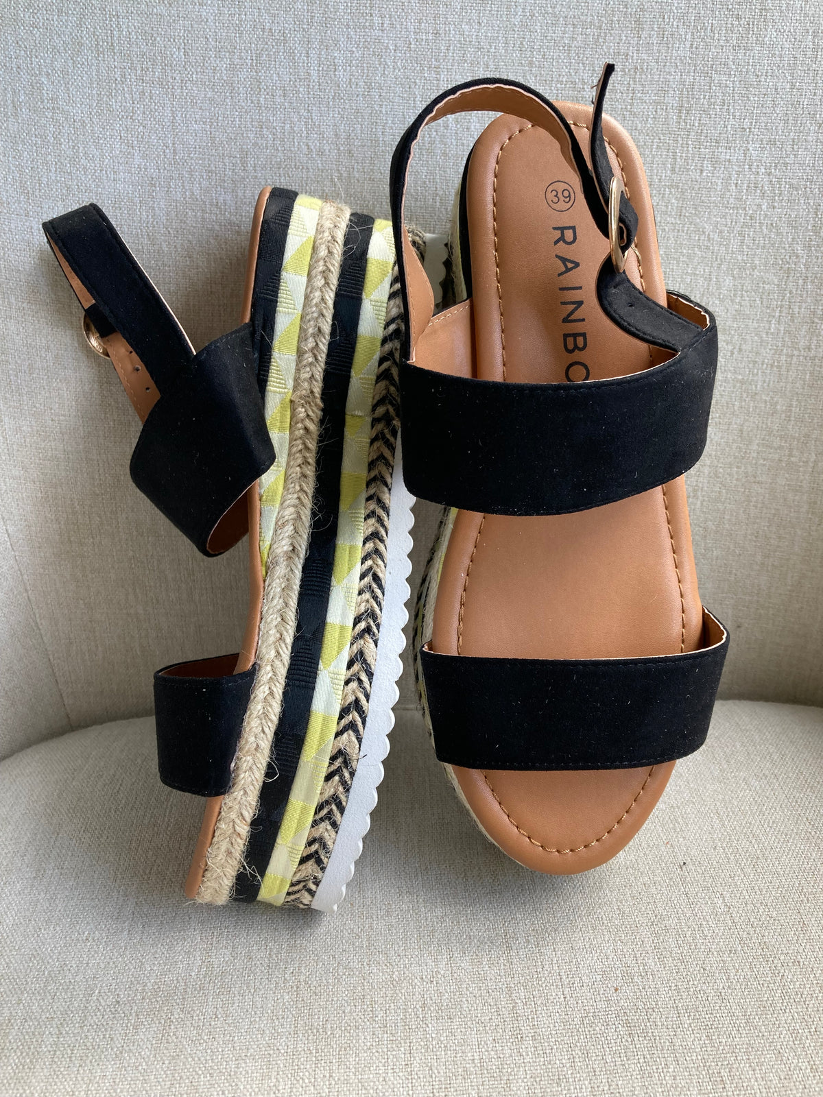 Black detail platform sandals by Bonprix - Size 6