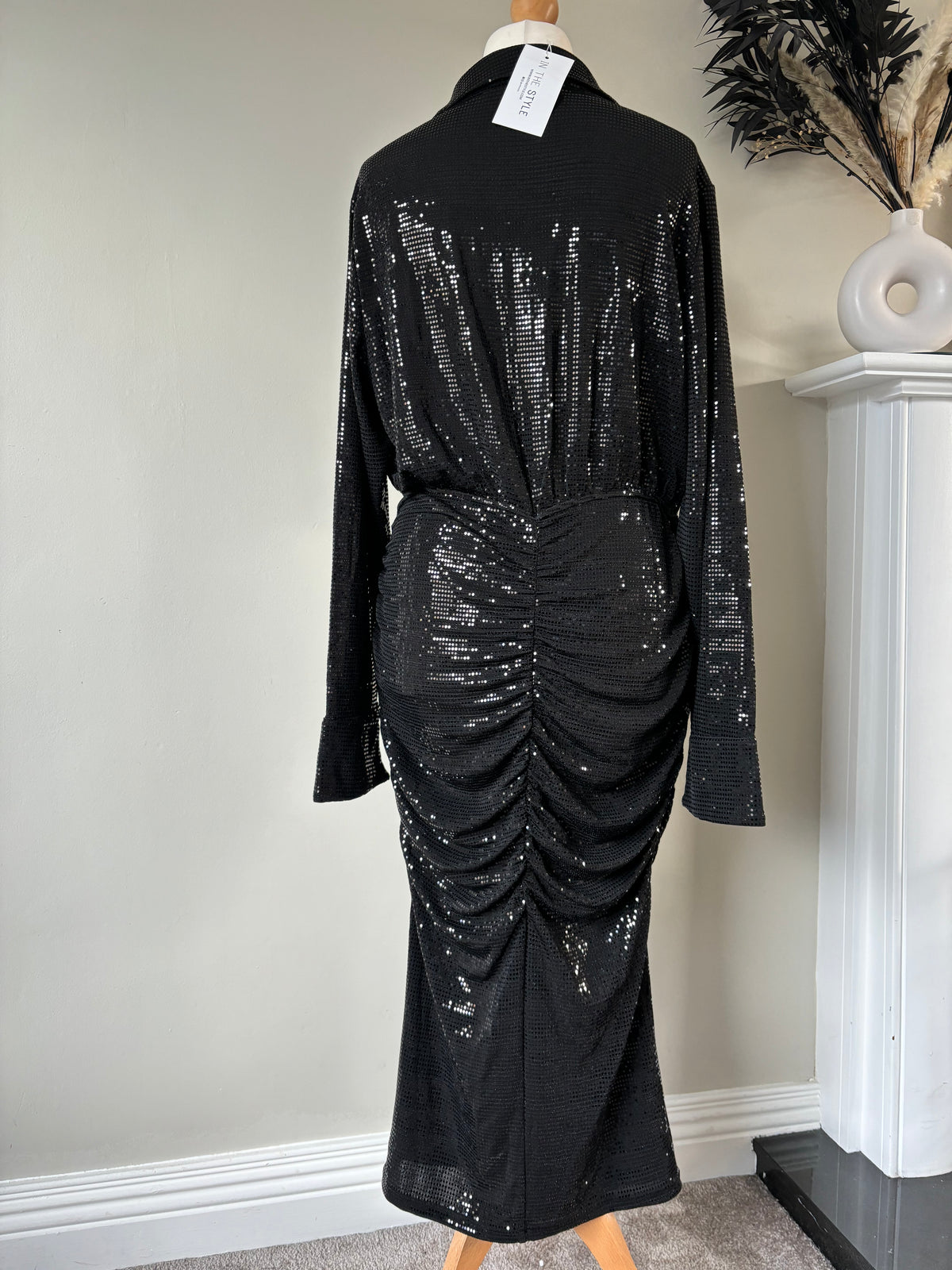 Black Embellished Wrap Midaxi Dress by In The Style Size 18