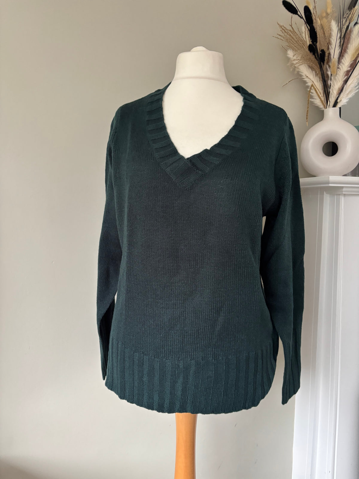 Drak green V-Neck Knit Jumper by Bonprix size 16/18