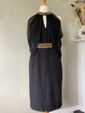 STAR Black Angel Sleeve Stretch Midi Dress with Detachable Belt by JULIEN MACDONLALD - Size 14