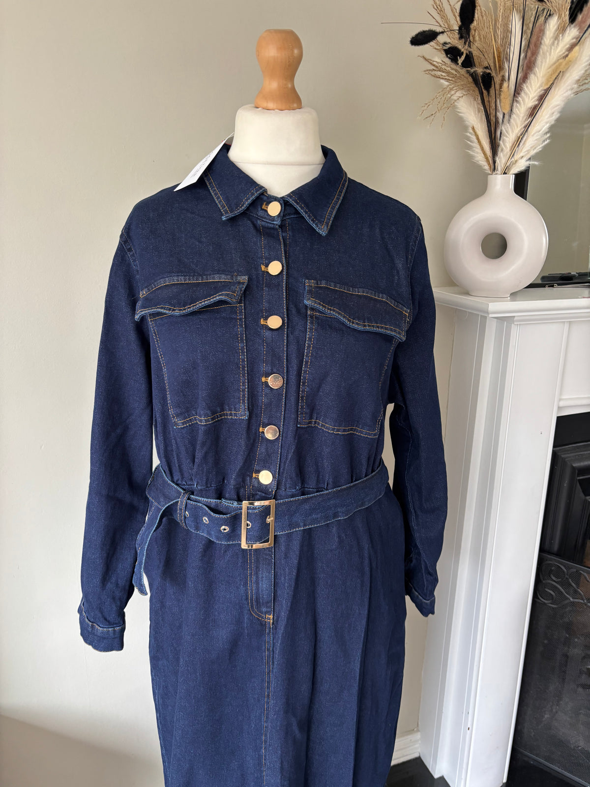 Denim A-line Midaxi Dress by Together size 22