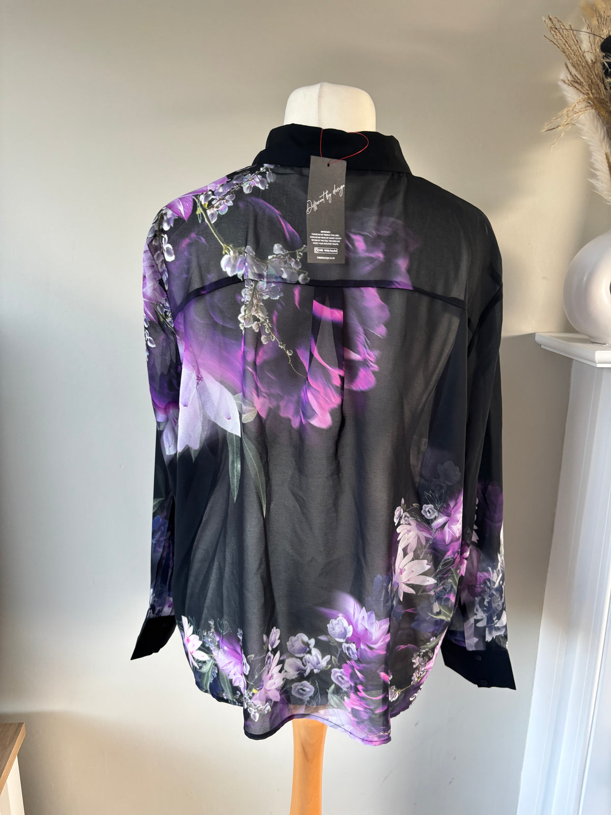 Floral printed purple and black blouse by Kaleidoscope size 18