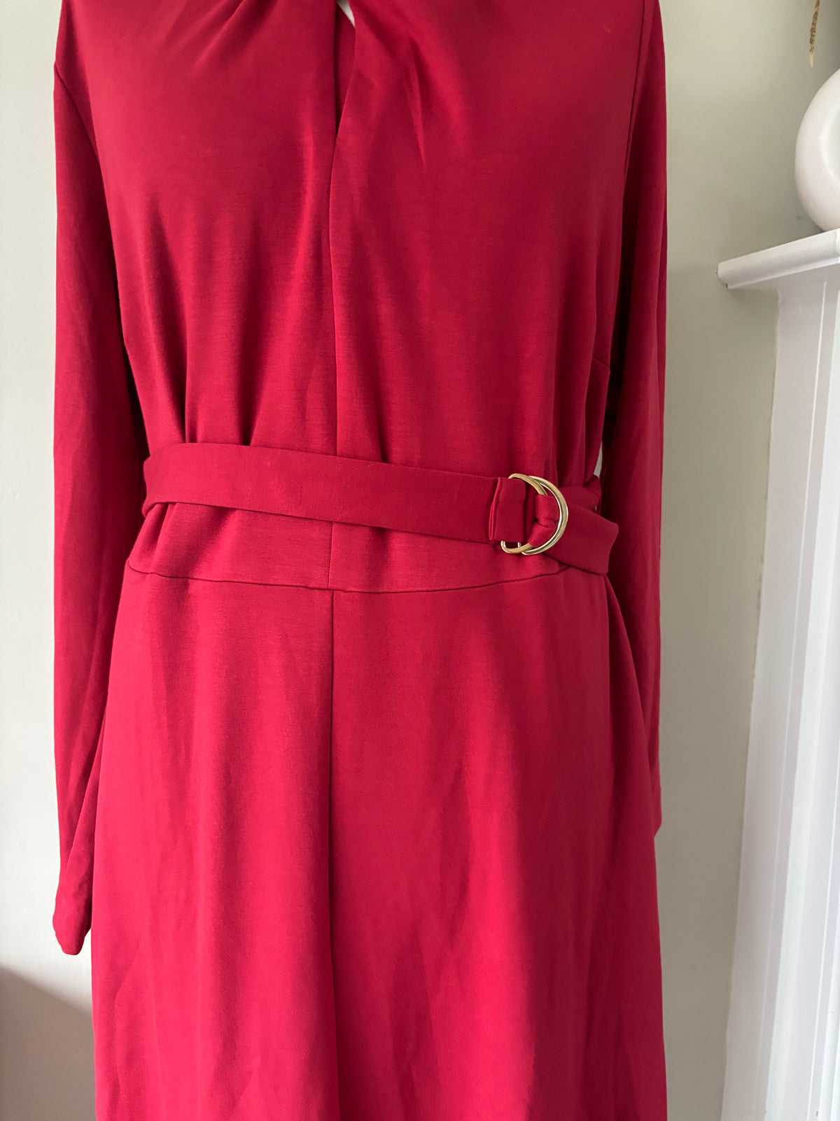 A-Line Belted Stretch Jersey Dress by Heine size 20