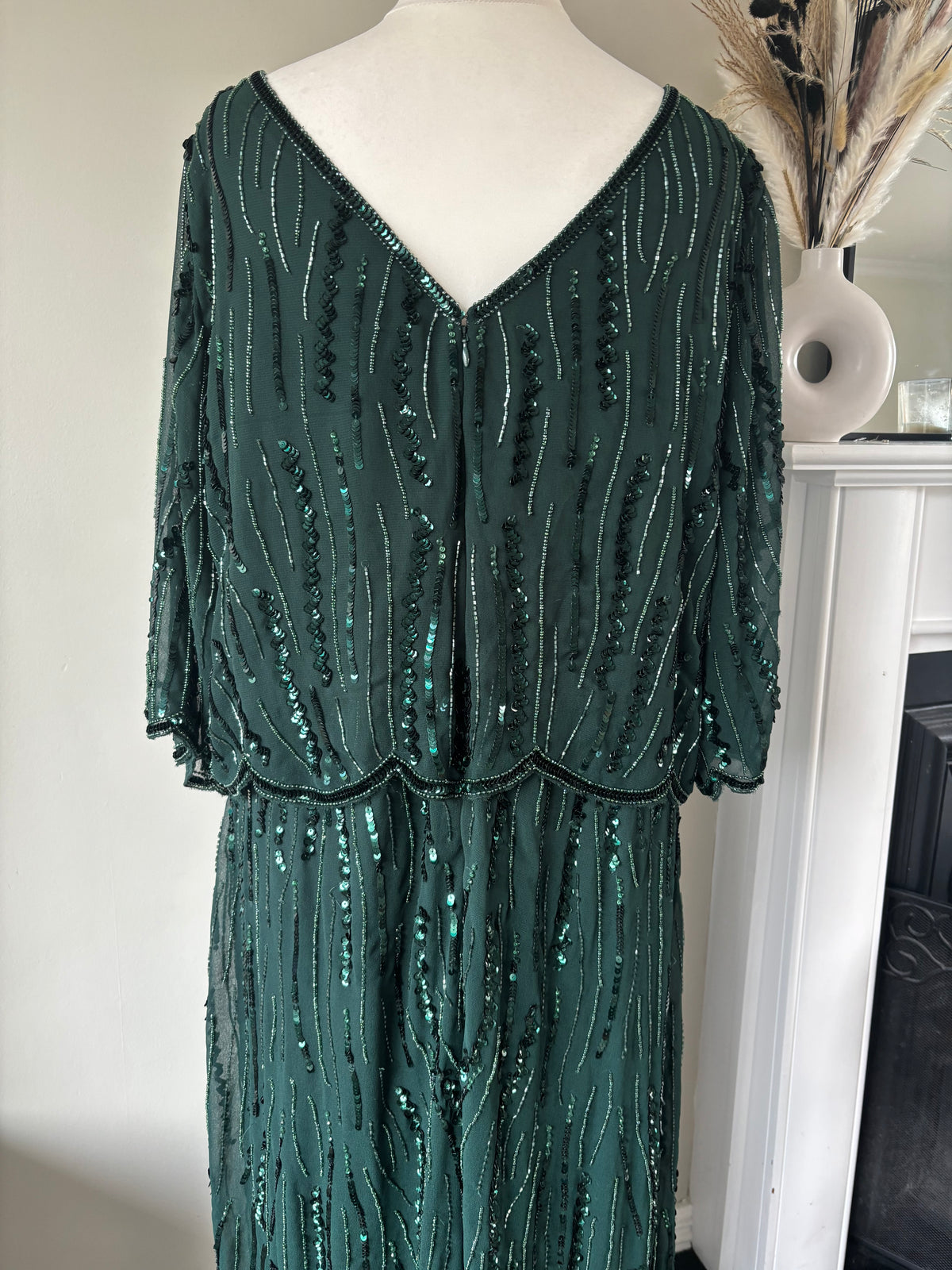 Forest Green Beaded Hi Low Hem Dress Size 22 by Together