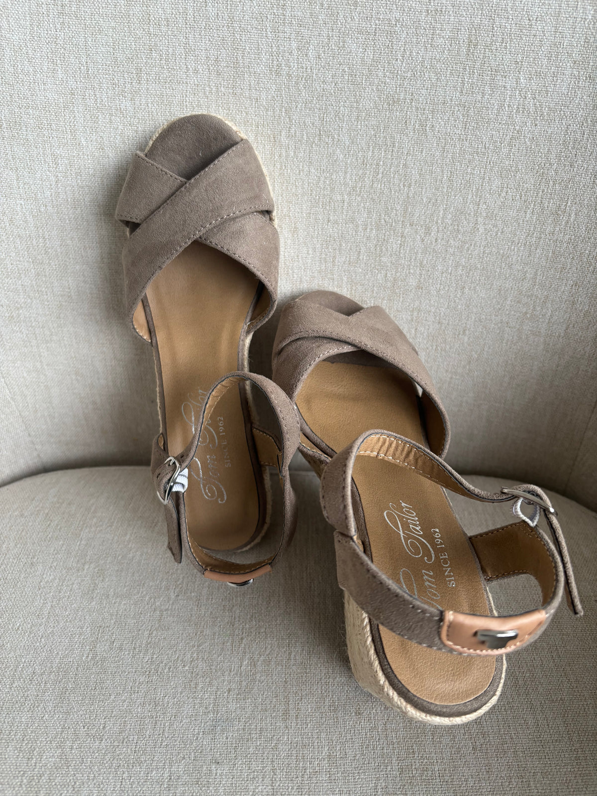 Beige Wedge Sandals by Tom Tailor Size 3