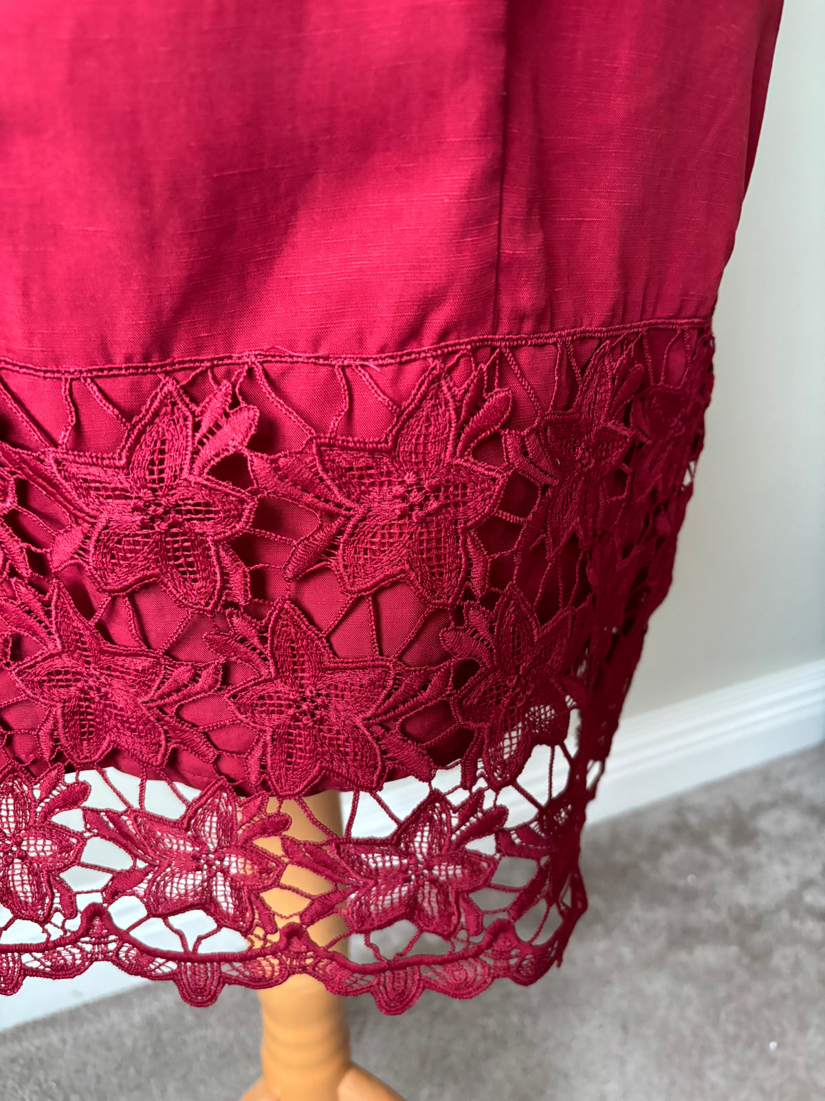Red Lace Summer Dress by CREATION - Size 14