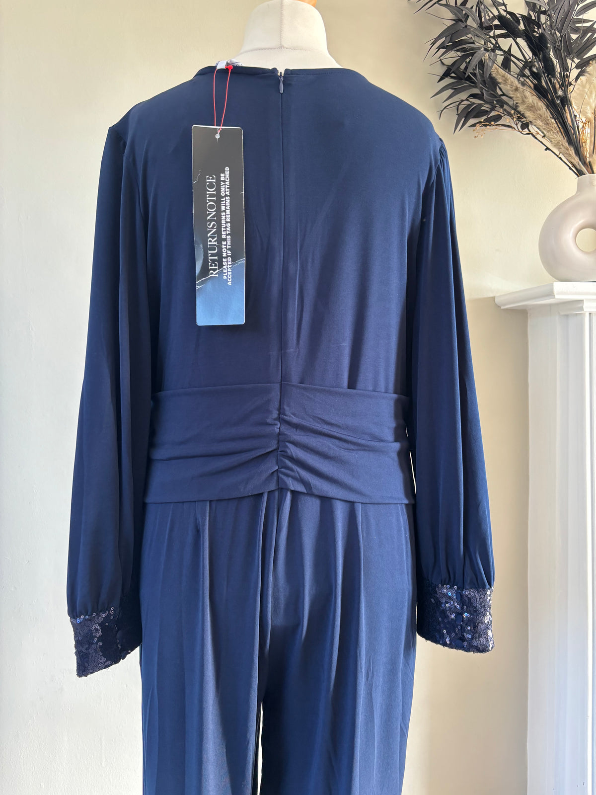 Together Navy Sequin Detail Jumpsuit Size 18