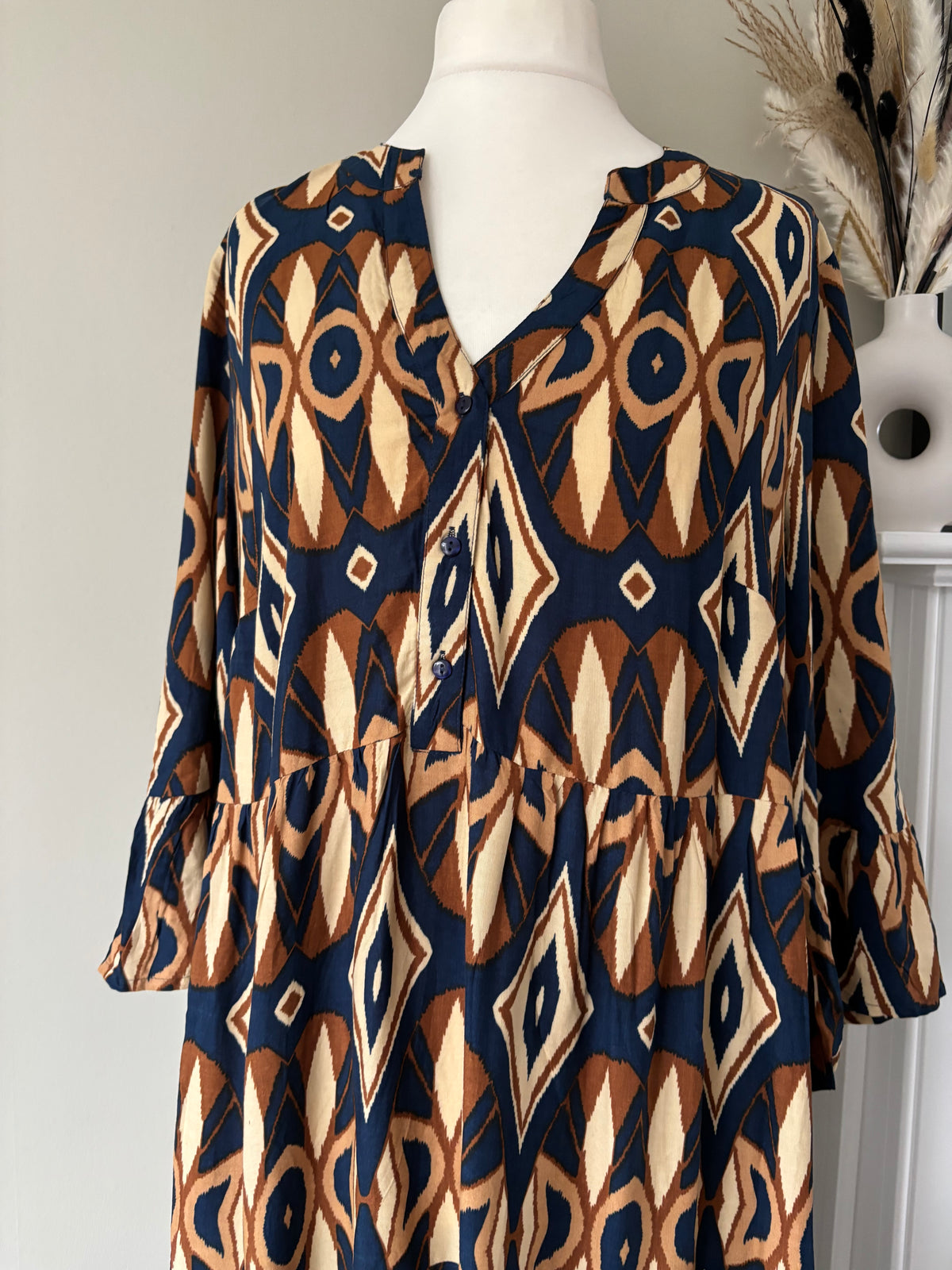 Printed Three-Quarter Length Sleeve Maxi Dress by Aniston Size 20