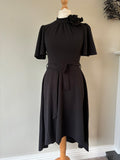 Black Dip Hem Flower Midi Dress Size 12 Quiz
