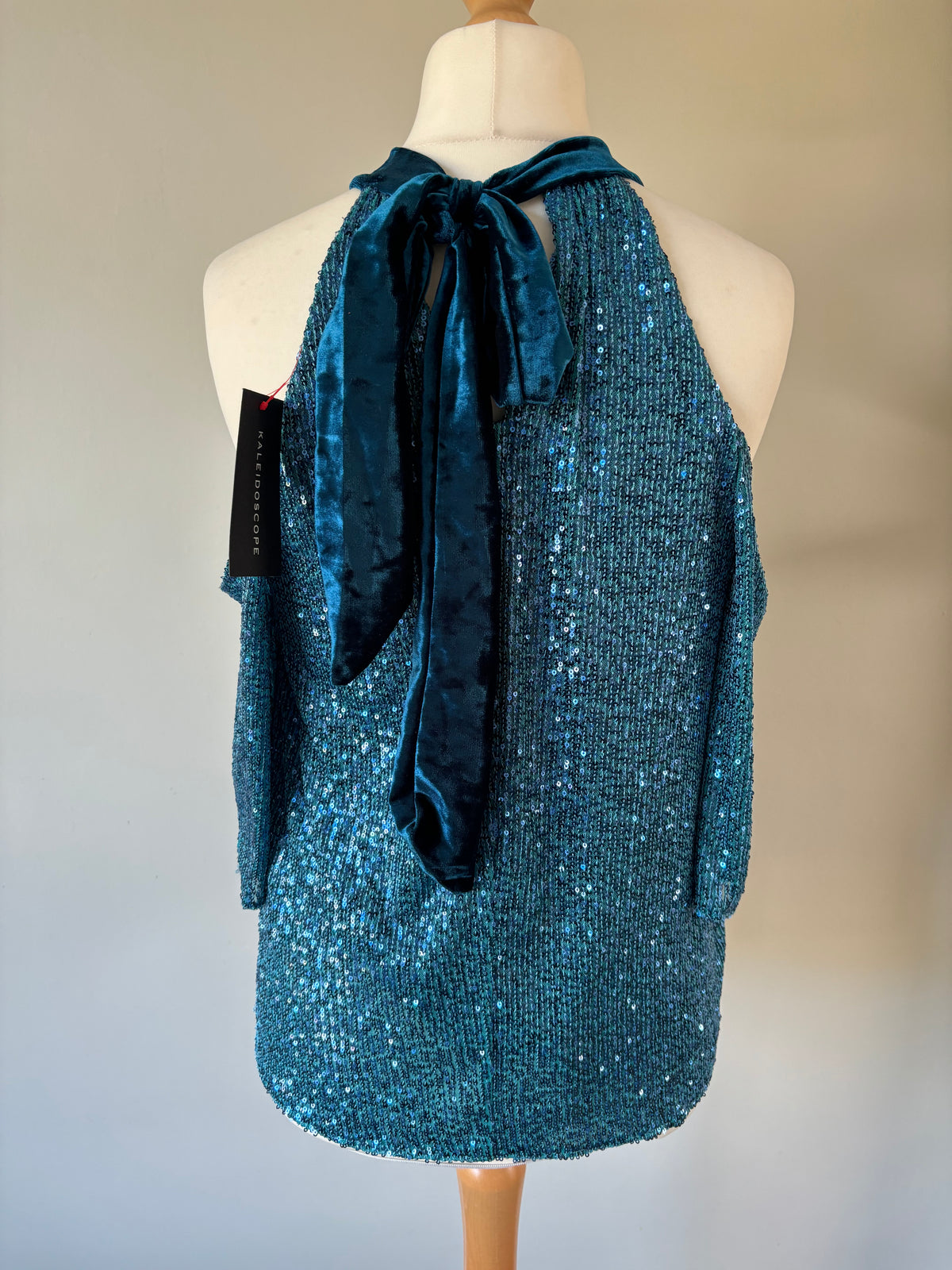 Blue Sequin Cold Shoulder Top by Kaleidoscope Size 14