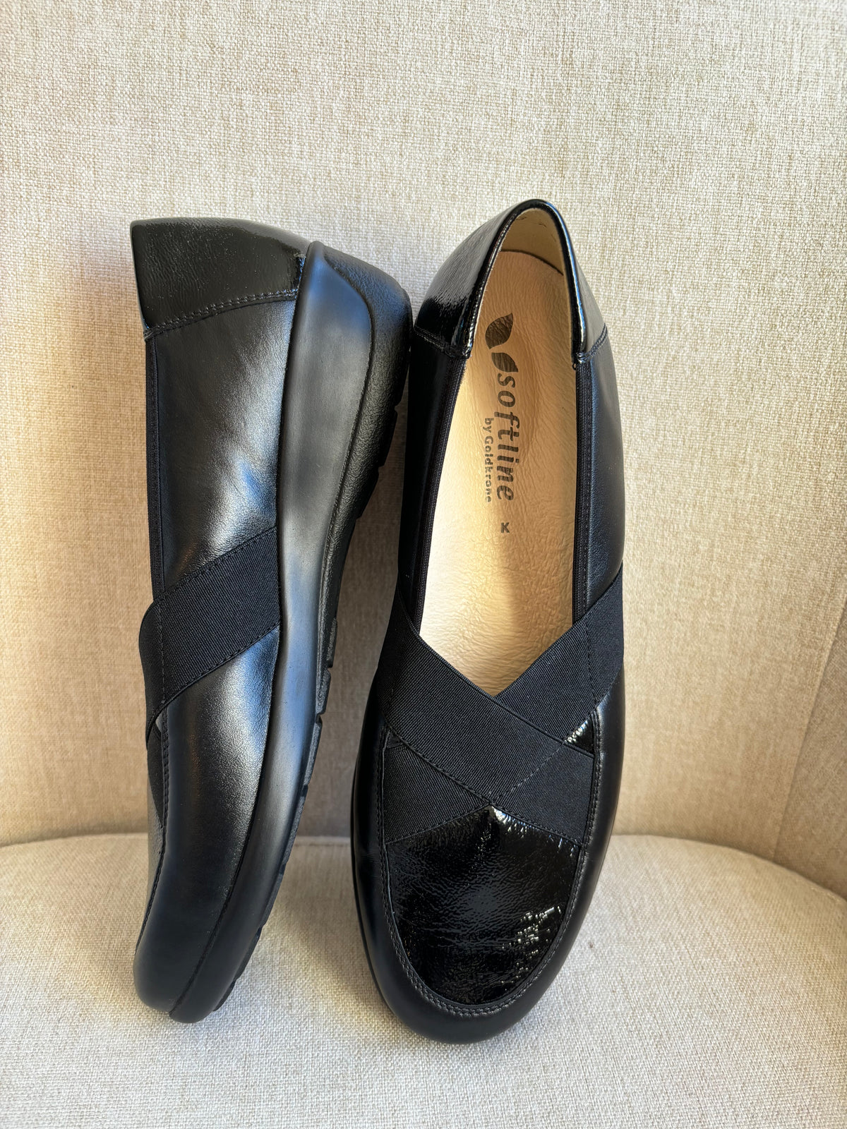 Black comfort cross detail loafers