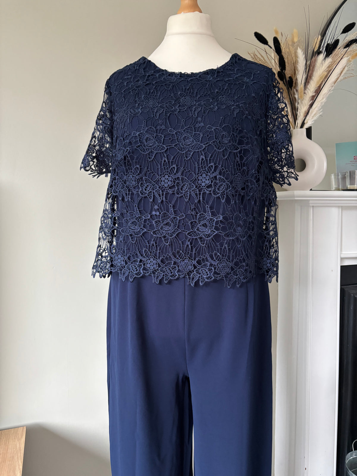 BONPRIX Navy Lace Bodice Jumpsuit size 22