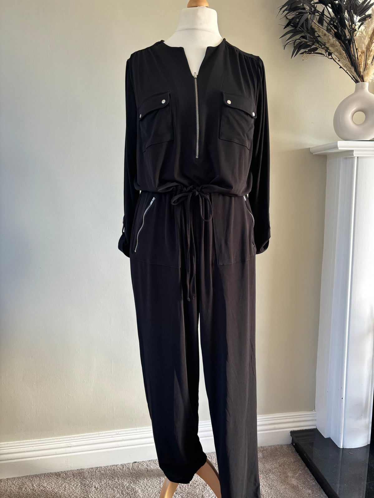 Relaxed Black Jersey Jumpsuit by FreemanS Size 16