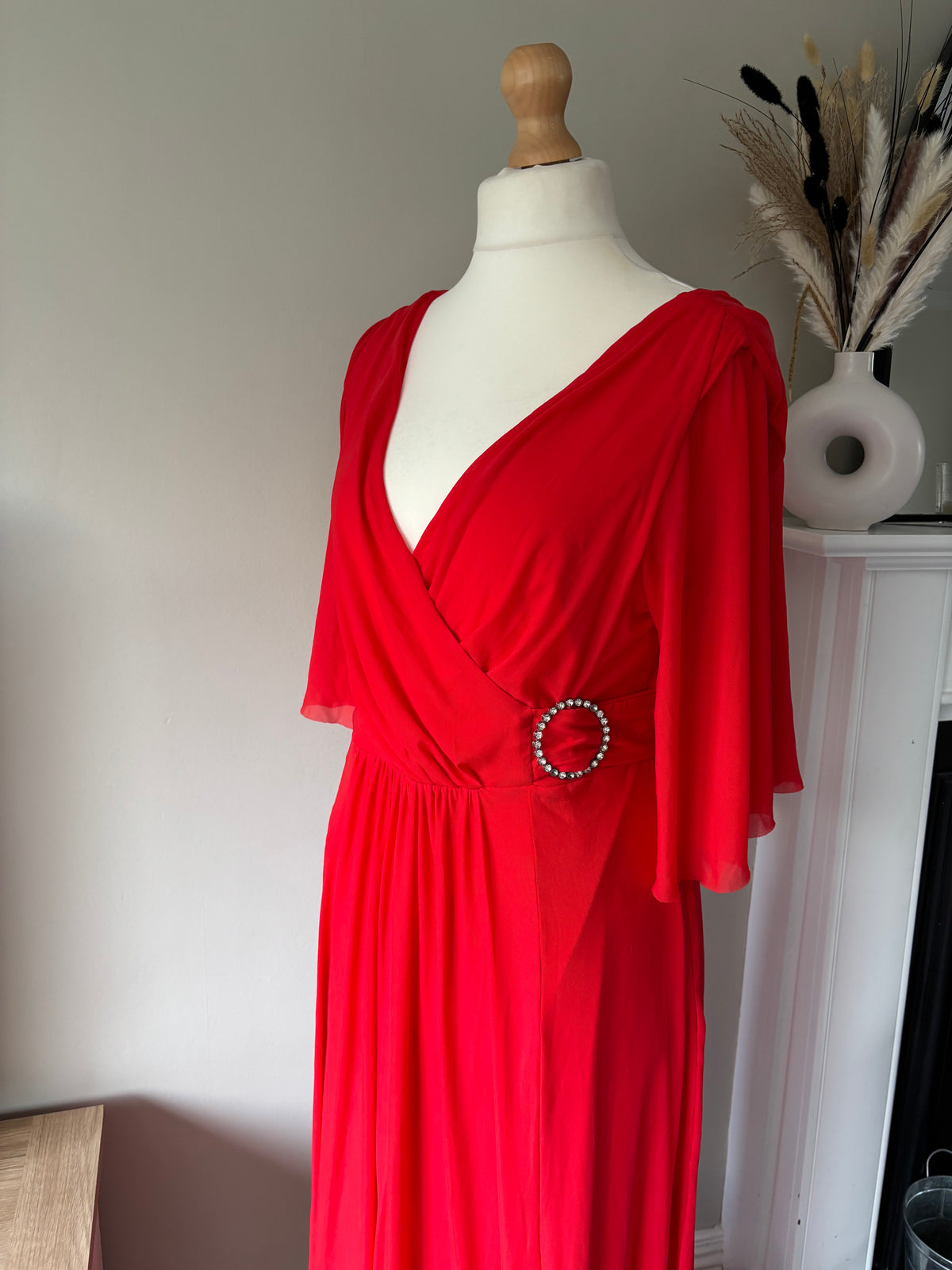 Red Mesh Maxi Dress By Kaledsicope size 14