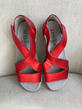Red shimmery sandals by ACO