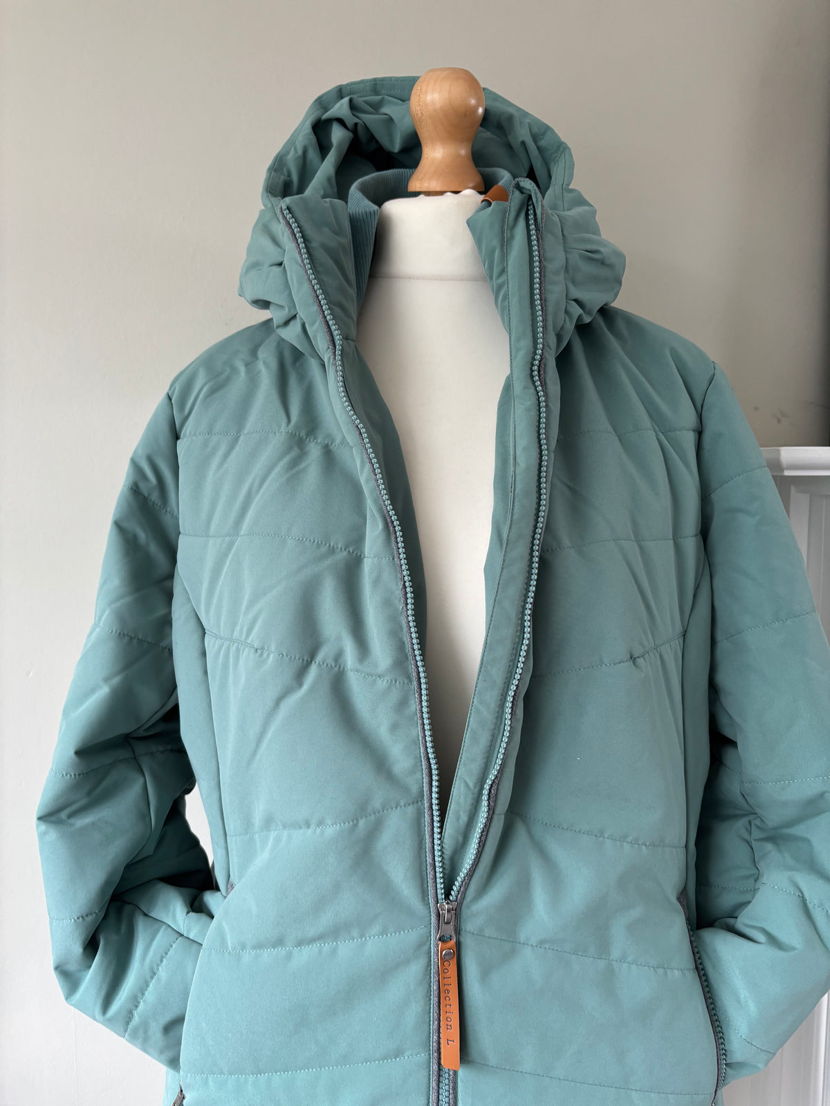 Mint green quilted jacket by Creation L size 20