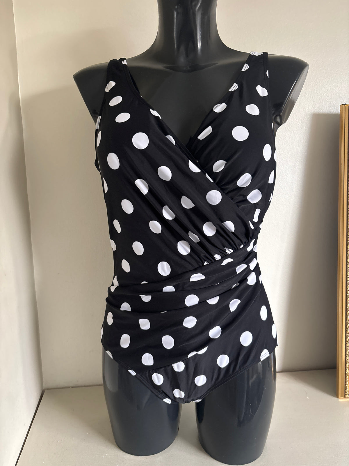 Black and White polka dot Swimsuit by Freemans size 12